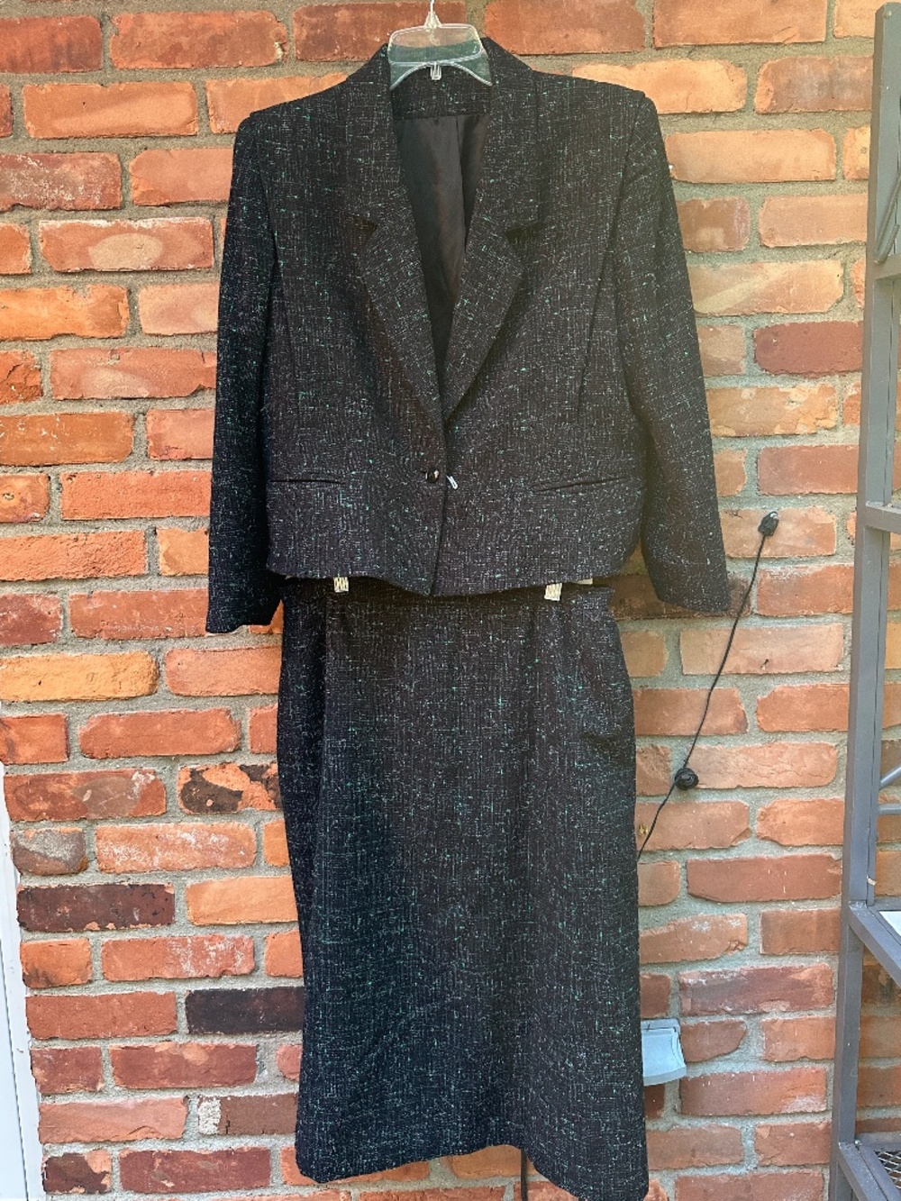Vintage Laurice 2-Piece Tweed Skirt Suit Set -Cropped Blazer & Pencil Skirt Med?
